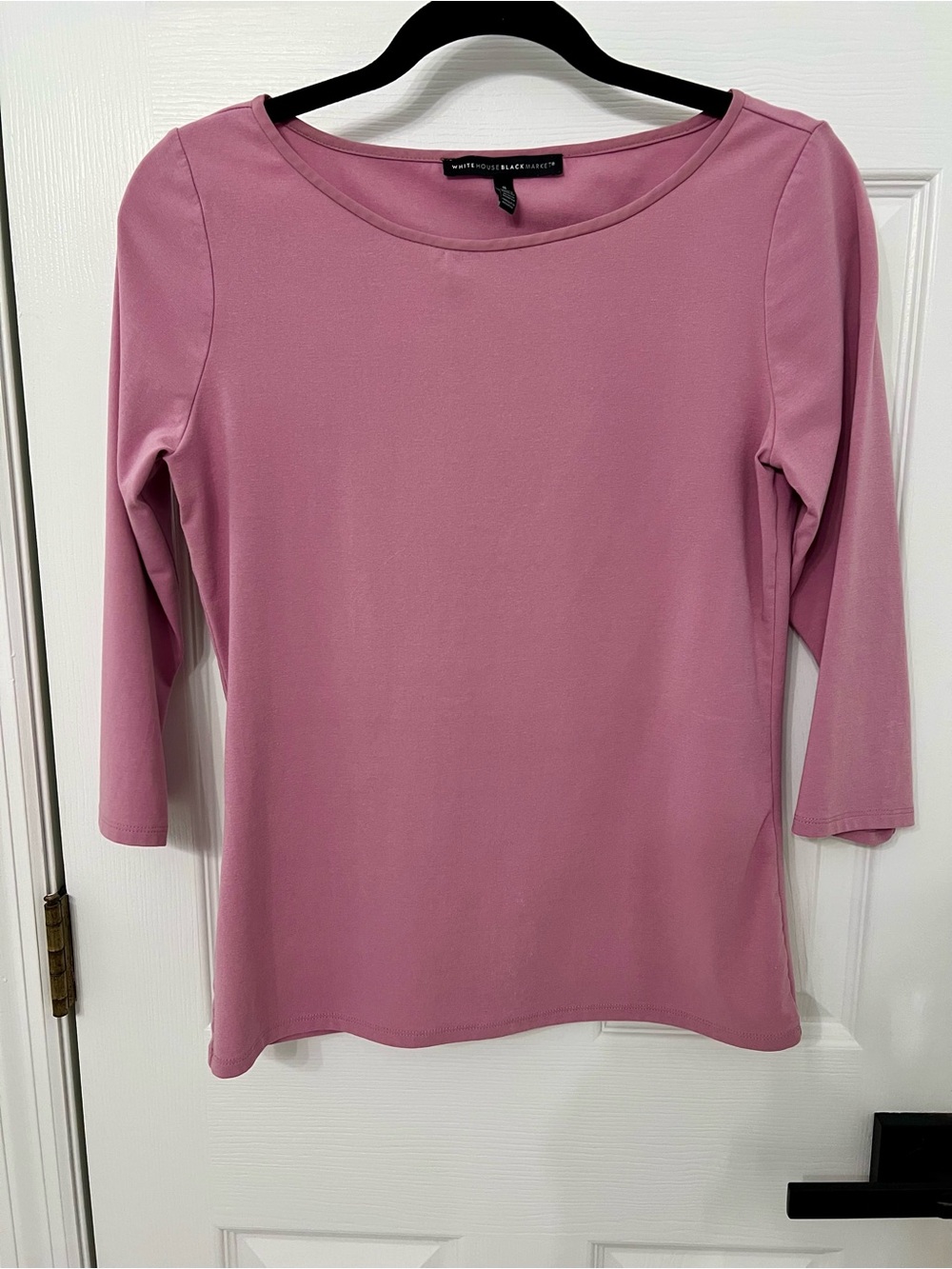 White House Black Market Rose Pink Boat Neck  Knit Top